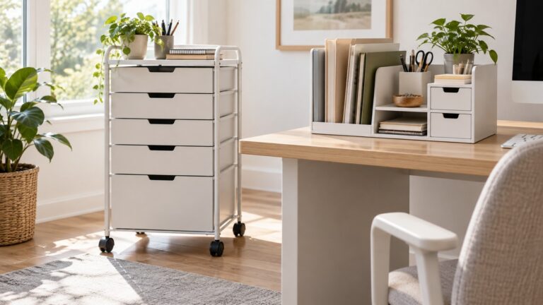 Side-by-side product image of the Cesun and iDesign office storage & organization cesun options on a clean neutral background, showing their visible size and design differences.