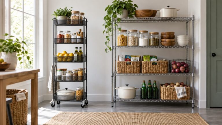 Side-by-side view of the Sttoraboks and JNIHEEP storage racks products on a neutral background, emphasizing visible differences in size and configuration.