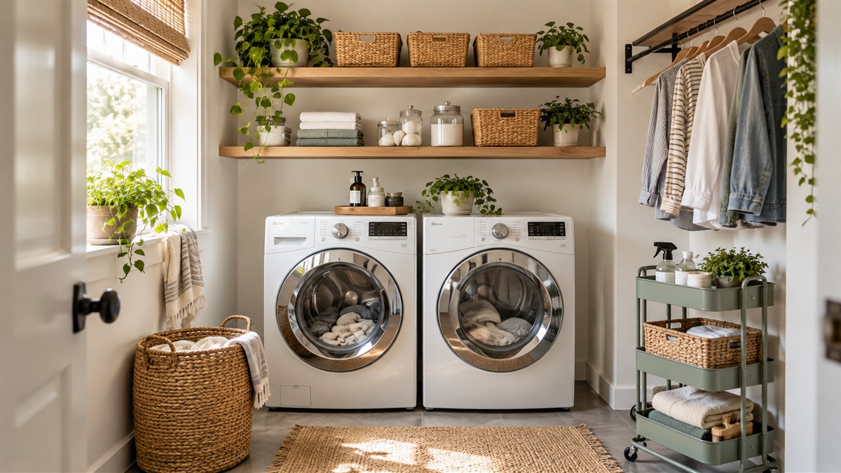 How to Organize a Laundry Room Without Cabinets