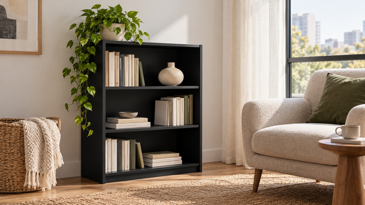 Small black book case
