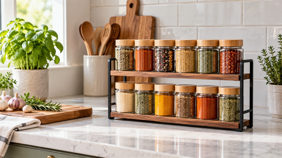 Spice rack for kitchen counter