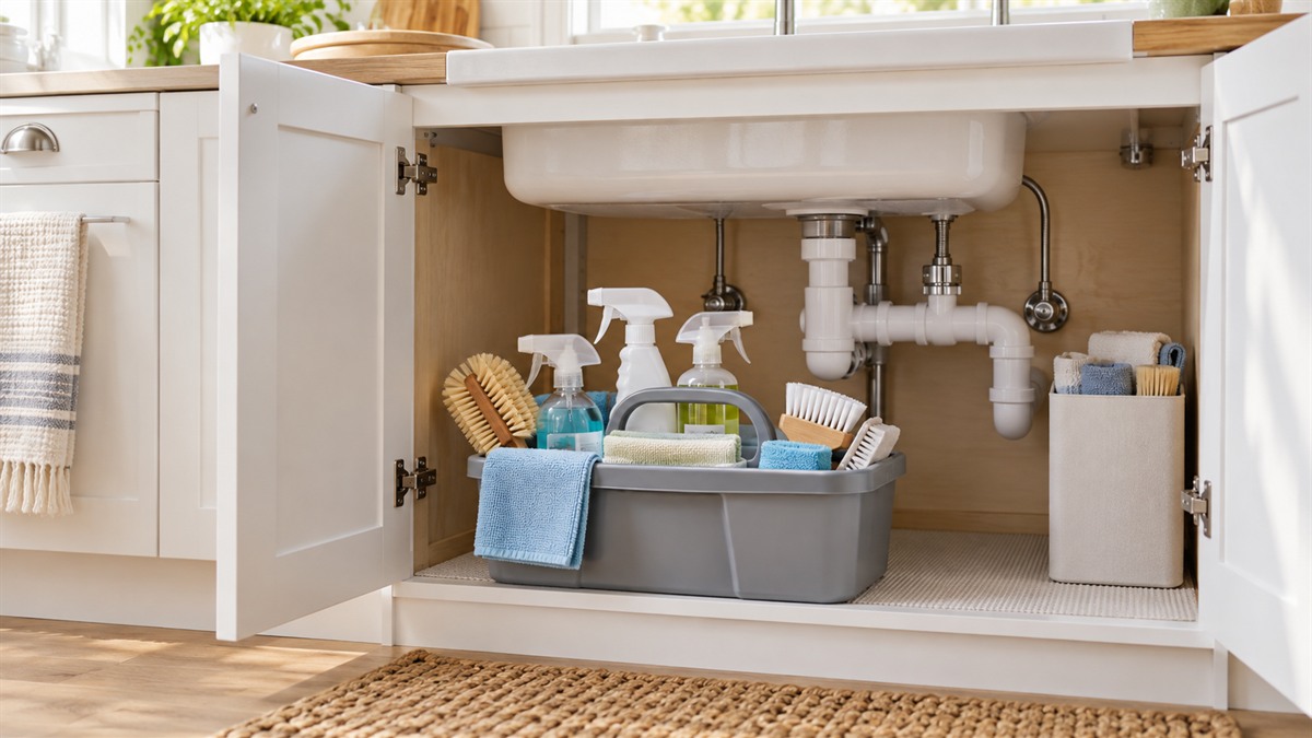 Under sink cleaning caddy