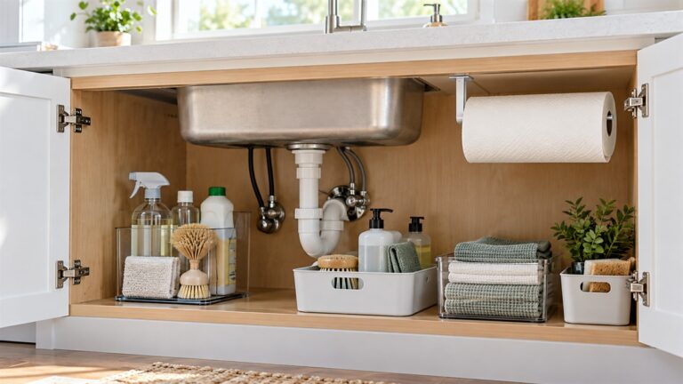 Under sink paper towel holder