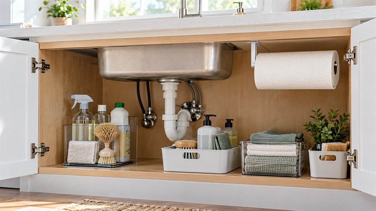 Under sink paper towel holder